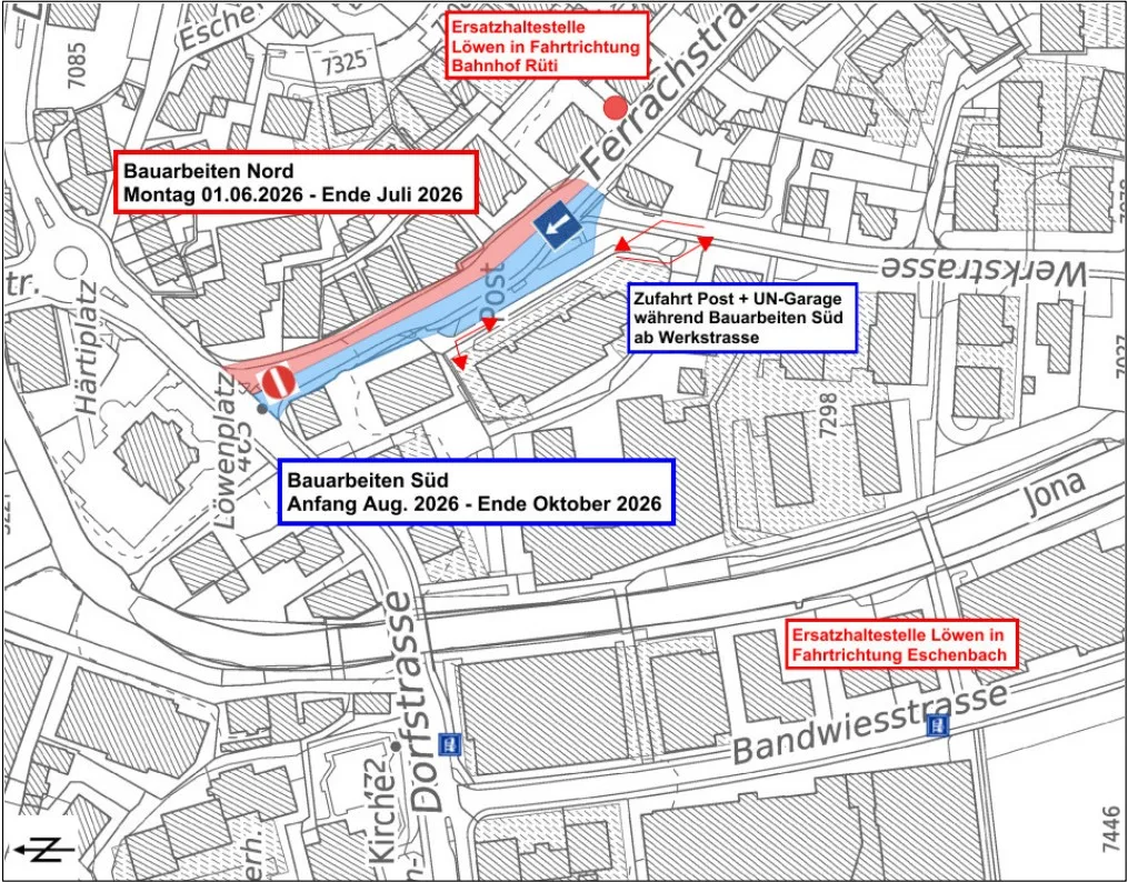 Karte Baustelle Rüti